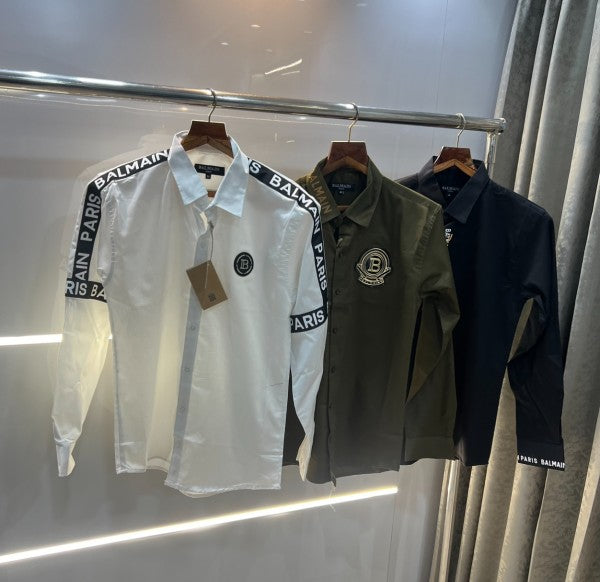 Balmain Paris Olive Green Designer Premium Shirt