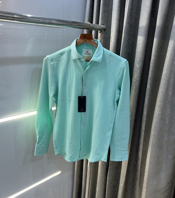Scotch & Soda Aqua Green Texture Fabric Premium Shirt