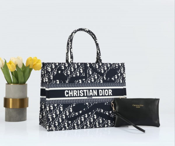 Christian Dior Zipper Booktote with Small Wallet, Dustbag