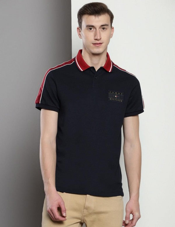 Tommy Hilfiger Black Embroidery Logo Premium Classic Polo T-Shirt