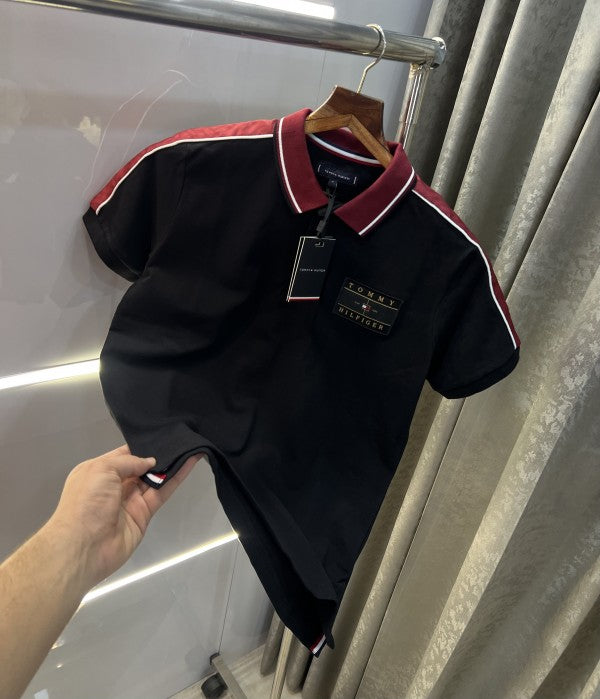 Tommy Hilfiger Black Embroidery Logo Premium Classic Polo T-Shirt