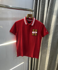 Tommy Hilfiger Red Embroidery Logo Premium Classic Polo T-Shirt