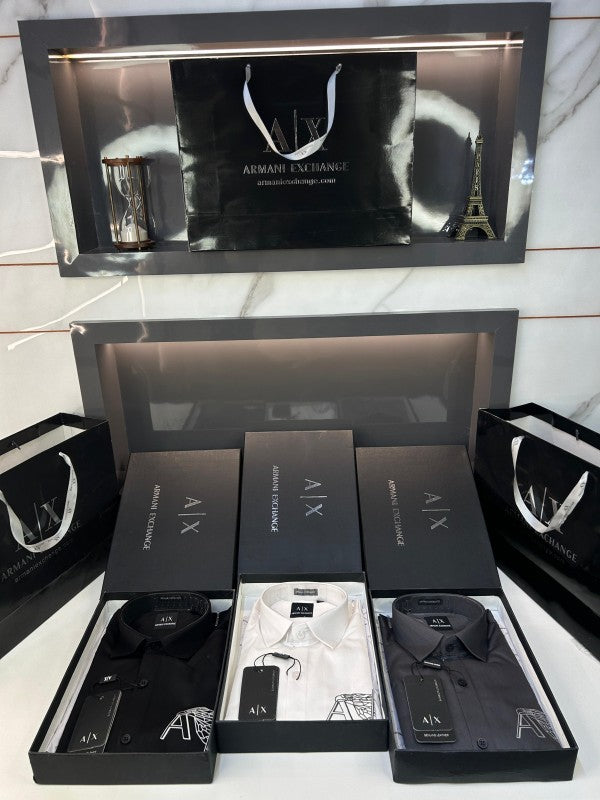 ARMANI XCHANGE WHITE PREMIUM SHIRT WITH BRAND BOX PACKING AND CARRY BAG 1473