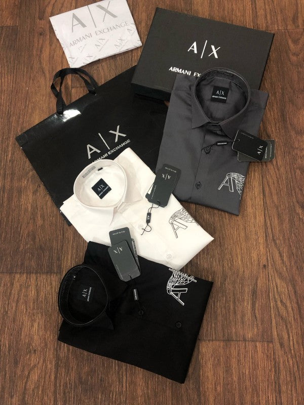 ARMANI XCHANGE WHITE PREMIUM SHIRT WITH BRAND BOX PACKING AND CARRY BAG 1473