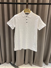 Balmain Full Monogram Print Polo T-shirt White