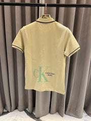 Calvin Klein Chest Logo Embossed Print Polo Sand Brown