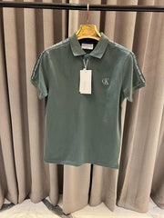 Calvin Klein Chest Embossed Logo Shoulder Studd Polo Sea Green