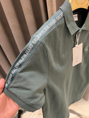 Calvin Klein Chest Embossed Logo Shoulder Studd Polo Sea Green