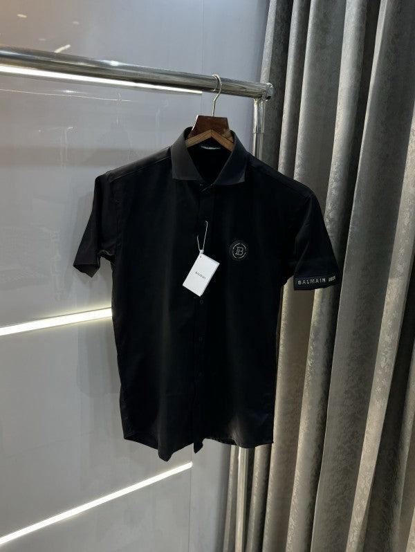 Balmain Paris Black Steel Logo Shirt With Premium Box Packing And Carry Bag