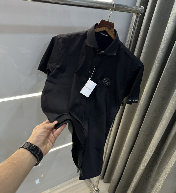 Balmain Paris Black Steel Logo Shirt With Premium Box Packing And Carry Bag