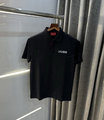 Hugo Bos s Black Embroidery Logo Premium Classic Polo T-Shirt