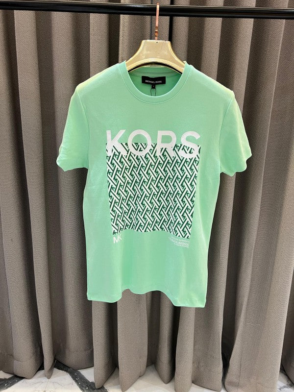 Michael Kors Middle Brand Logo Print Round Neck T-shirt Green