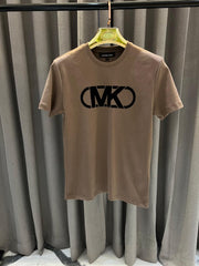 Michael Kors Middle Brand Logo Print Round Neck T-shirt Dark Brown