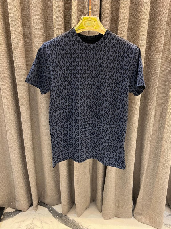 Michael Kors Full Monogram Round Neck T-shirt Navy Blue