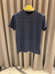 Michael Kors Full Monogram Round Neck T-shirt Navy Blue