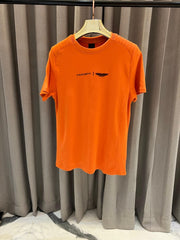 Hacket Middle Brand Print Round Neck T-shirt Orange