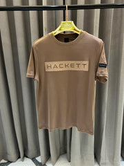 Hacket Middle Brand Print Round Neck T-shirt Brown