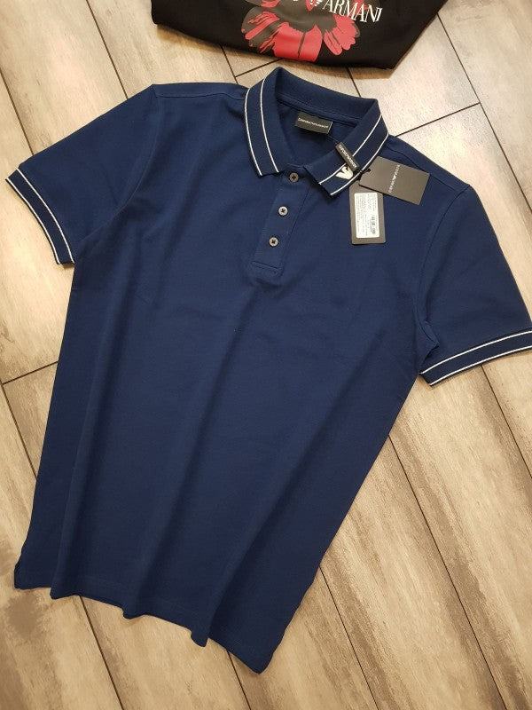 EMPORIO ARMANI PREMIUM POLO T-SHIRT BLUE (404)