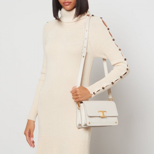 TODS T Timeless Shoulder Bag With OG Box & Dust Bag (White 661)
