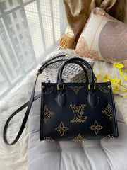 Louis Vuitton LV M46733 On The Go Premium Leather Tote Bag With OG Double Magnetic Box & Dust Bag (Black 647)