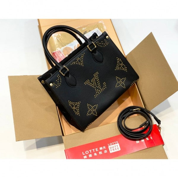 Louis Vuitton LV M46733 On The Go Premium Leather Tote Bag With OG Double Magnetic Box & Dust Bag (Black 647)