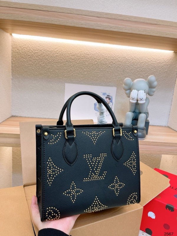 Louis Vuitton LV M46733 On The Go Premium Leather Tote Bag With OG Double Magnetic Box & Dust Bag (Black 647)