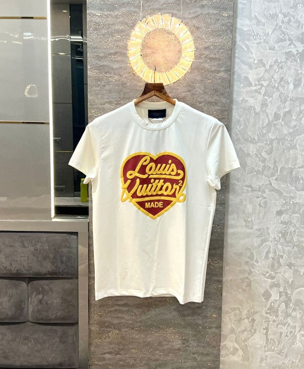 Louis Vuitton White Heart Print Imported Oversized T-Shirt