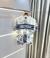 Christian Dio r White Cloud Print Imported Oversized T-Shirt