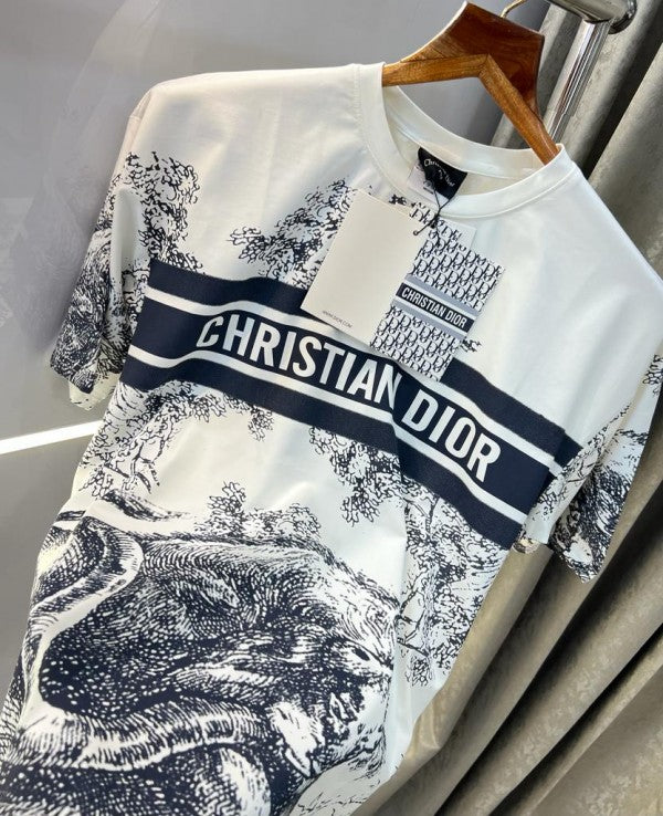 Christian Dio r White Cloud Print Imported Oversized T-Shirt