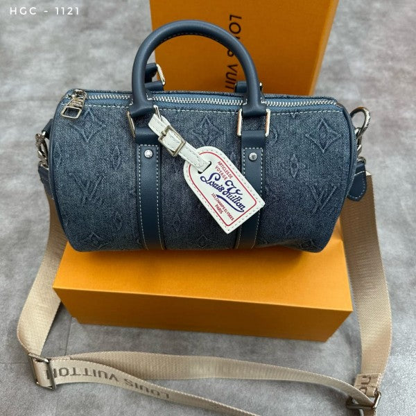 Louis Vuitton LV M46249 Keepall Bandouliere Monogram Speedy With OG Magnetic Box & Dust Bag (Denim 641)