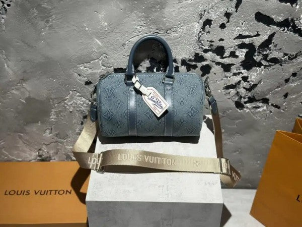 Louis Vuitton LV M46249 Keepall Bandouliere Monogram Speedy With OG Magnetic Box & Dust Bag (Denim 641)