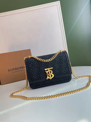 Burberry TB Monogram Quilted Shoulder Bag With OG Box & Dust Bag (Black 346)