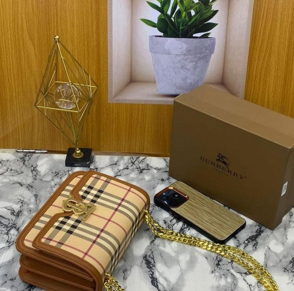 Burberry TB Monogram Quilted Shoulder Bag With OG Box & Dust Bag (Cheks 348)