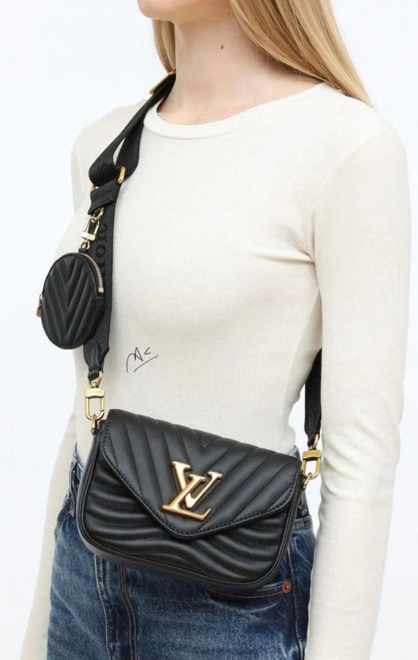 Louis Vuitton LV Multi Pochette Wave With OG Magnetic Box Dust Bag & Extra Shoulder Strap (Black - 351)