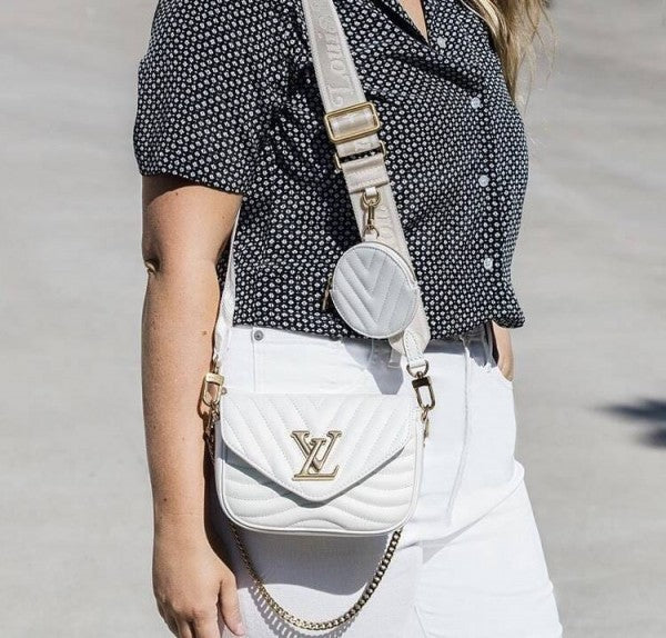 Louis Vuitton LV Multi Pochette Wave With OG Magnetic Box Dust Bag & Extra Shoulder Strap (White - 352)