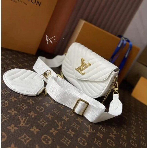 Louis Vuitton LV Multi Pochette Wave With OG Magnetic Box Dust Bag & Extra Shoulder Strap (White - 352)