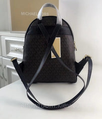 Michael Kors Rhea Medium Logo and Pebbled Leather Backpack With Dust Bag (Coffee Black - 6448)
