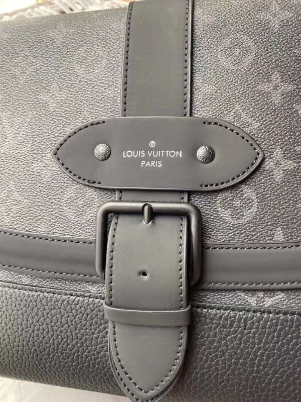 Louis Vuitton LV Saumur Messenger Monogram Eclipse With Dust Bag (Black Grey - 419)