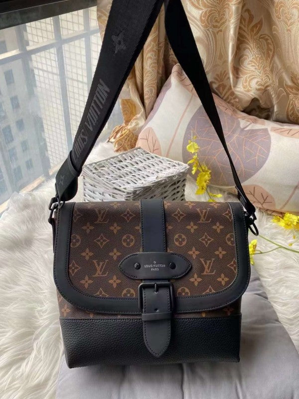 Louis Vuitton LV Saumur Messenger Monogram Eclipse With Dust Bag (Brown - 420)