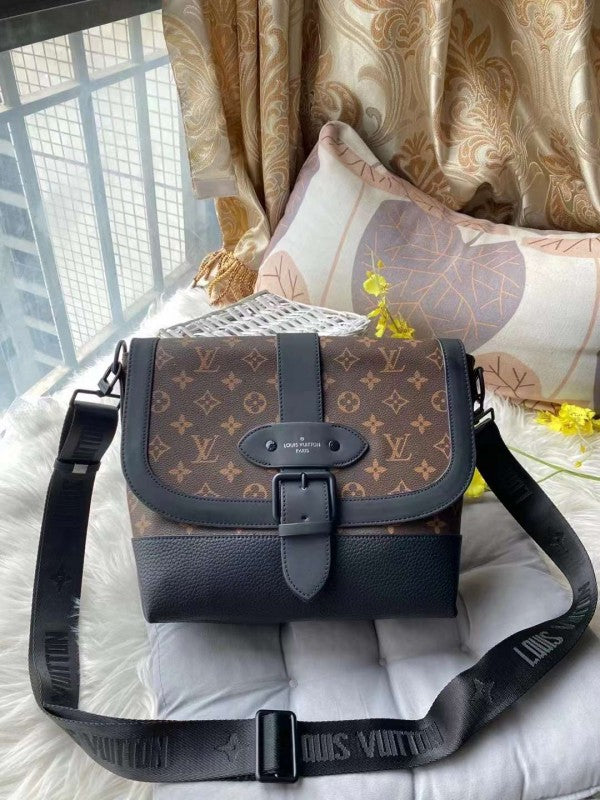 Louis Vuitton LV Saumur Messenger Monogram Eclipse With Dust Bag (Brown - 420)