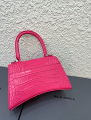 Balenciaga Hourglass Croc Skin With OG Box & Dust Bag (1930-1 FUCHSIA)