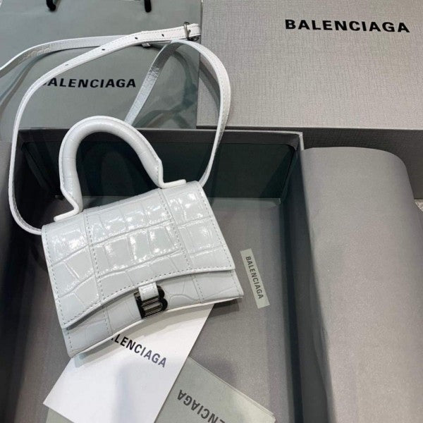 Balenciaga Hourglass Croc Skin With OG Box & Dust Bag (1930-1 White)