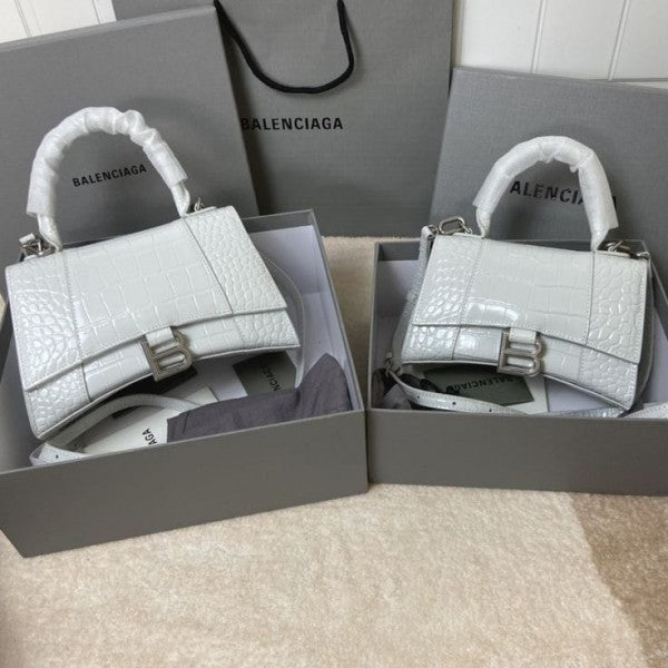 Balenciaga Hourglass Croc Skin With OG Box & Dust Bag (1930-1 White)