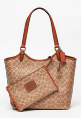 Coach Restored Day Tote In Pouch Day Signature Canvas With Dust Bag (BrassTanRust)