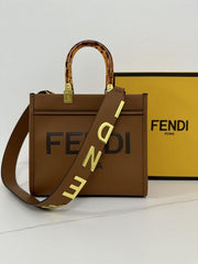 Fendi Roma Sunshine Small Brown Tote Bag With Dust Bag (66629 Brown)