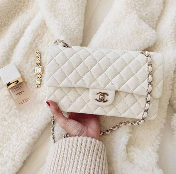 Chanel Classic Jumbo Flap Shoulder Bag With OG Box & Dust Bag (White-114)