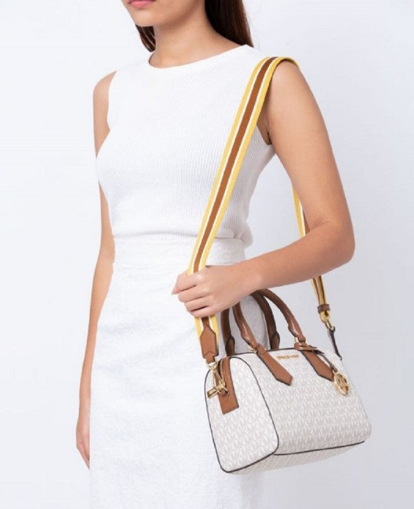 Michael Kors MK Boston Sling Hand Bag With Dust Bag & Shoulder Strap (White - 320)