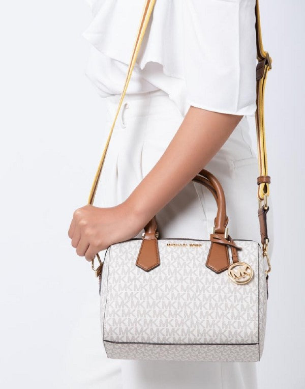 Michael Kors MK Boston Sling Hand Bag With Dust Bag & Shoulder Strap (White - 320)