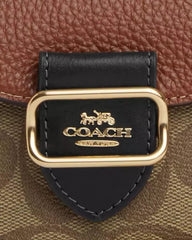 Coach Morgan Card Case On A Chain In Colorblock Signature Canvas GoldKhaki Multi CK439 With OG Box & Dust Bag