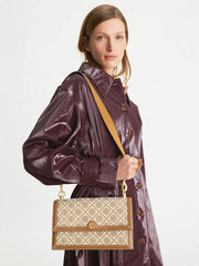 Tory Burch T Monogram Shoulder Bag With Adjustable Strap With OG Box & Dust Bag (Brown - 175)